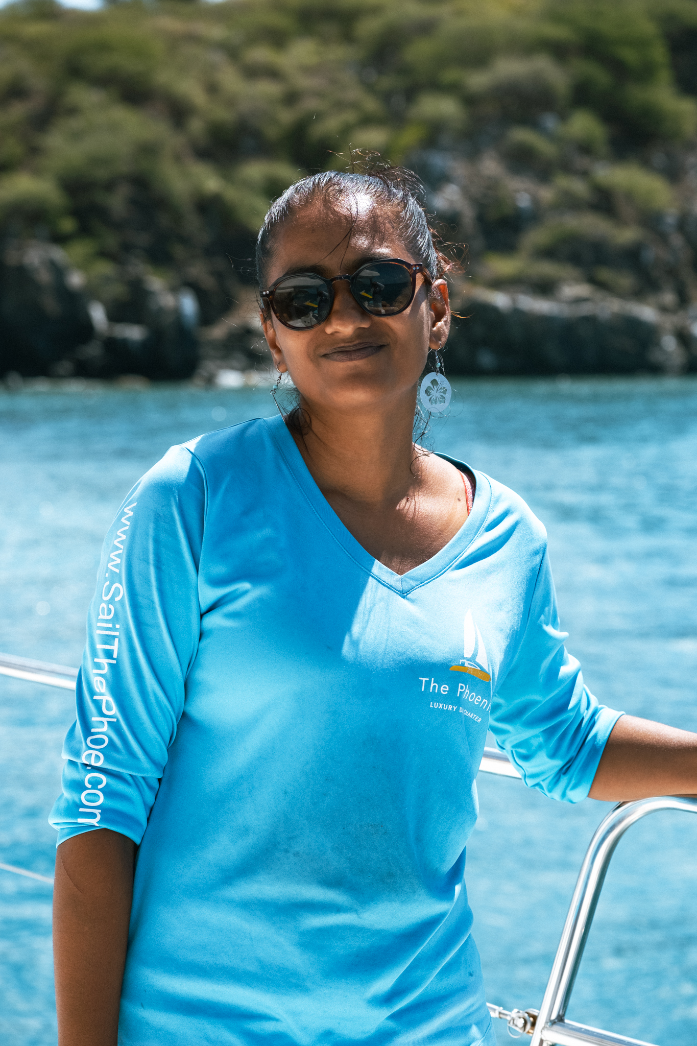 Crew member aboard The Phoenix catamaran, St. Maarten