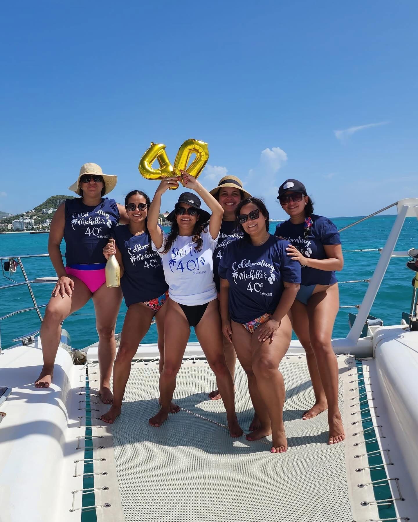 Birthday celebration aboard The Phoenix catamaran, St. Maarten